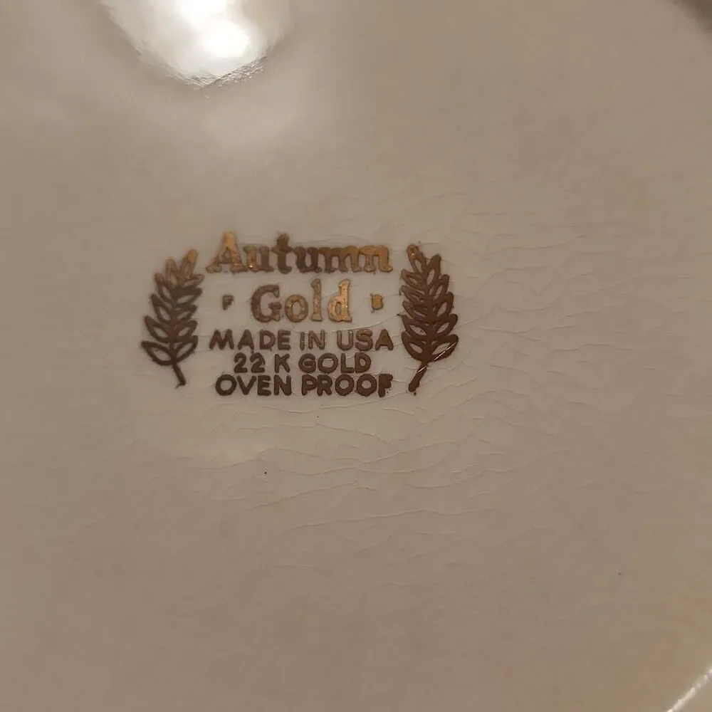 Homer Laughlin Autumn Gold Vintage 22k 6 Inch Dessert or Bread Plate with Wheat